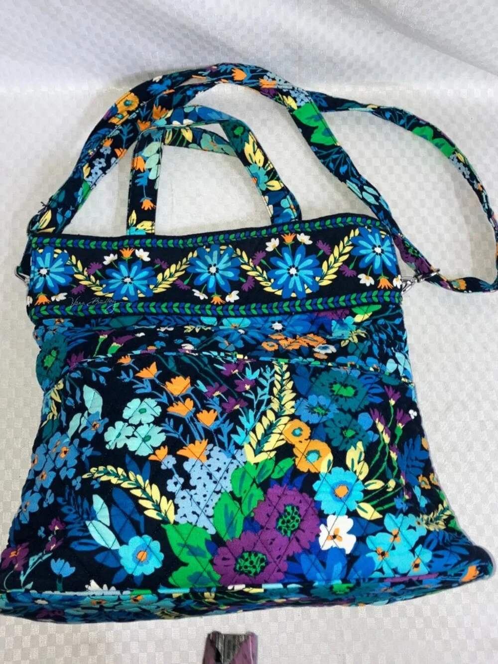 Vera Bradley Convertible Crossbody Midnight Tote Bag Women's Blue Quilted